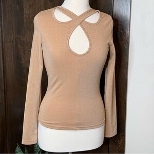 Cider Women’s size M long sleeve glitter cut out top very sparkly